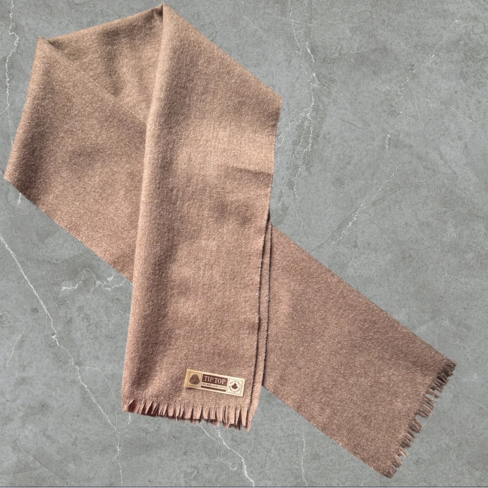 2 for $30 ✅ Men's Vintage Soft Brown Wool Fringed Scarf